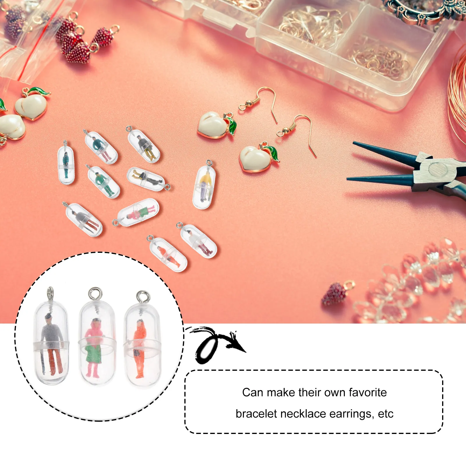 20pcs Phone Shell Charms Capsule Shaped Pp Pendants Decorative Diy Jewelry Making Supplies Keychain Hanging Ornament For view 6