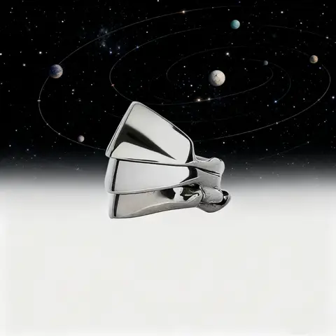 2025 Nuovo anello Saturno con armatura a tre sezioni in argento puro S925 di nicchia punk