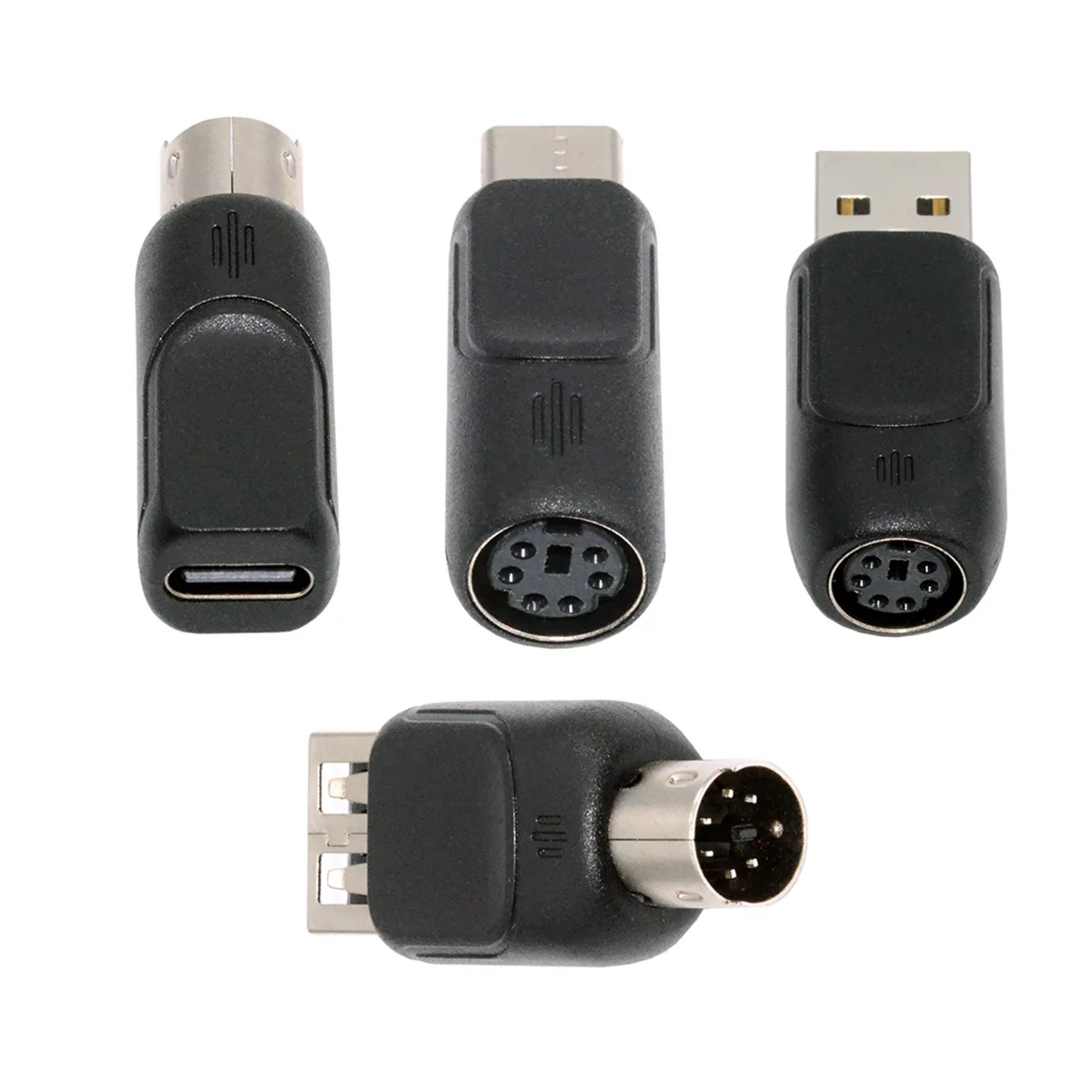 4pcs/lot USB 2.0 Type-A Type-C USB-C to PS2 Keyboard PS/2 Mouse Male to Female Adapter Mini-Din 6Pin