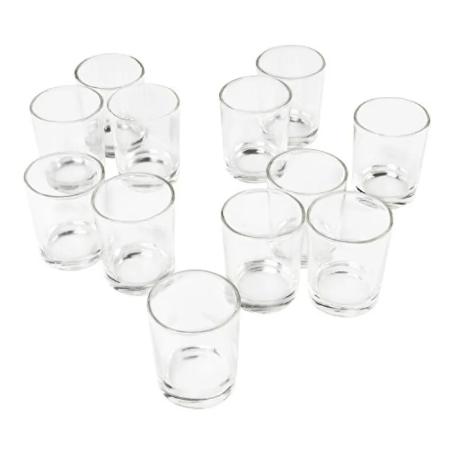 2.5'' Clear Glass Votive Candle Holders for Candle Making Kit, Aromatherapy 12 Pack