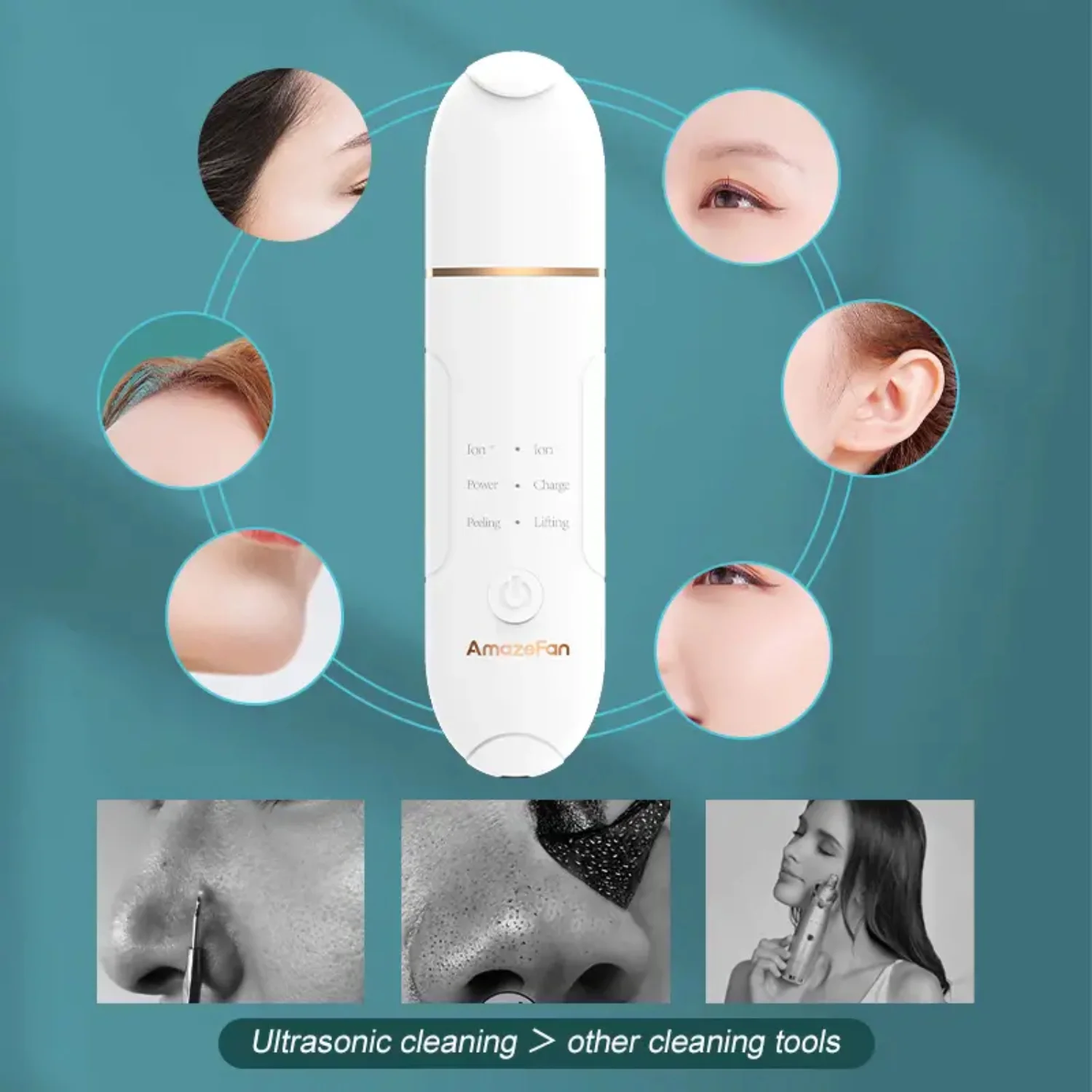 1 Pack, Facial Ultrasonic Cleansing Massager Facial Cleansing Blackheads Skin Care Beauty Equipment Exfoliating Brush Scraper Vi