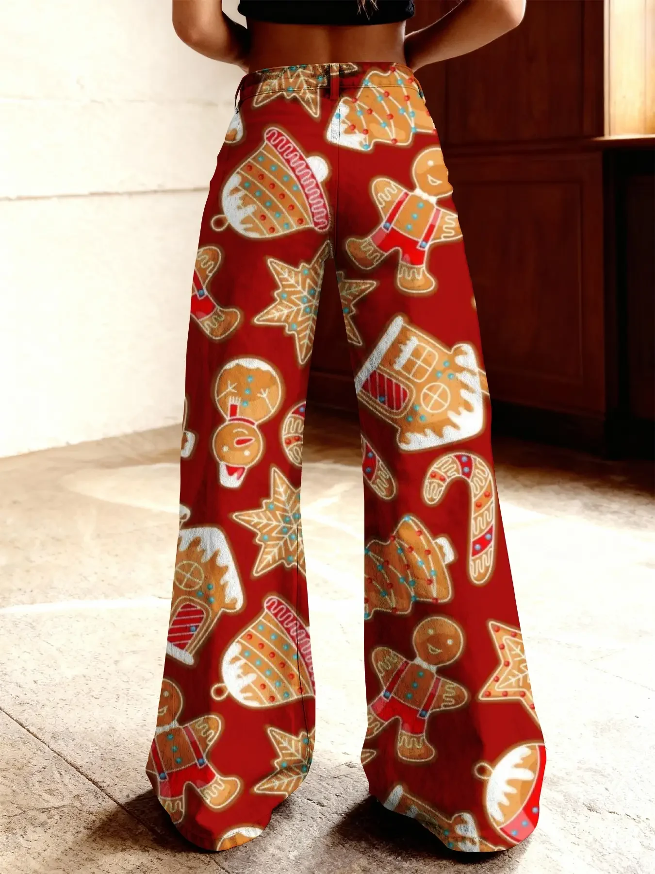 جينز نسائي ريترو مطبوع جديد مع قماش جينز مقلد، كاجوال وعصري، بنطال بنمط طباعة ديزي ريترو #4