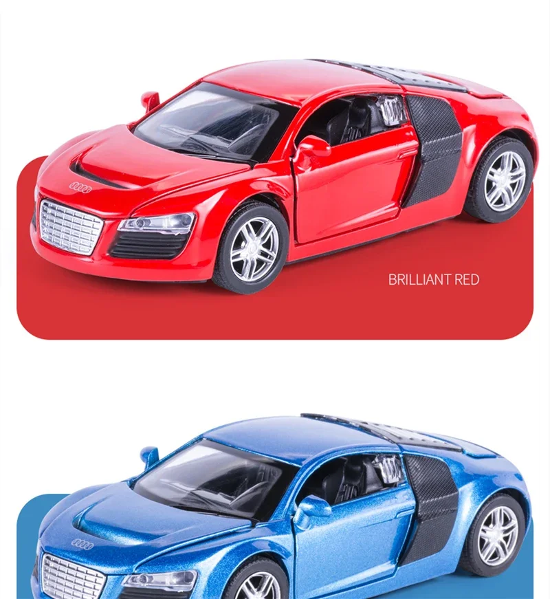 1:32 أودي R8 كوبيه سبيكة سيارة رياضية نموذج دييكاست ولعبة المركبات المعدنية نموذج سيارة للأطفال Presen A15 موضة Ornam #6