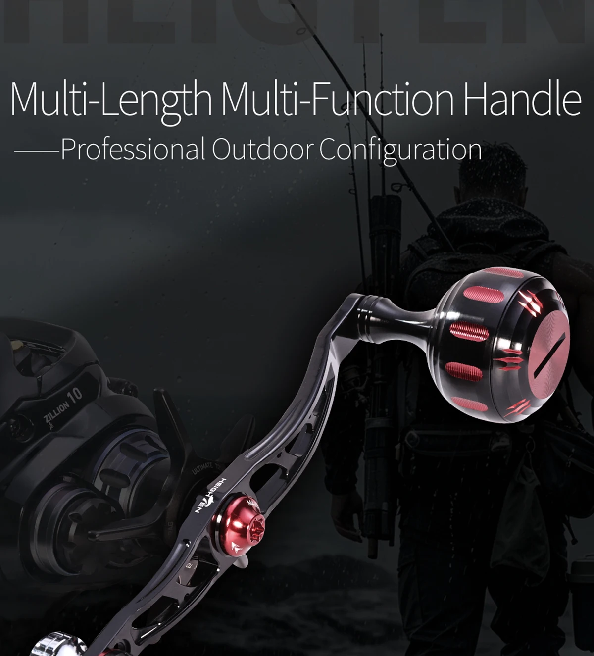 HEIGHTEN Verstellbarer Baitcasting-Rollen-Griff mit Knopf, Multifunktionales DIY-Modifikations-Zubehör für Köder-Angelzubehör – Detail 2