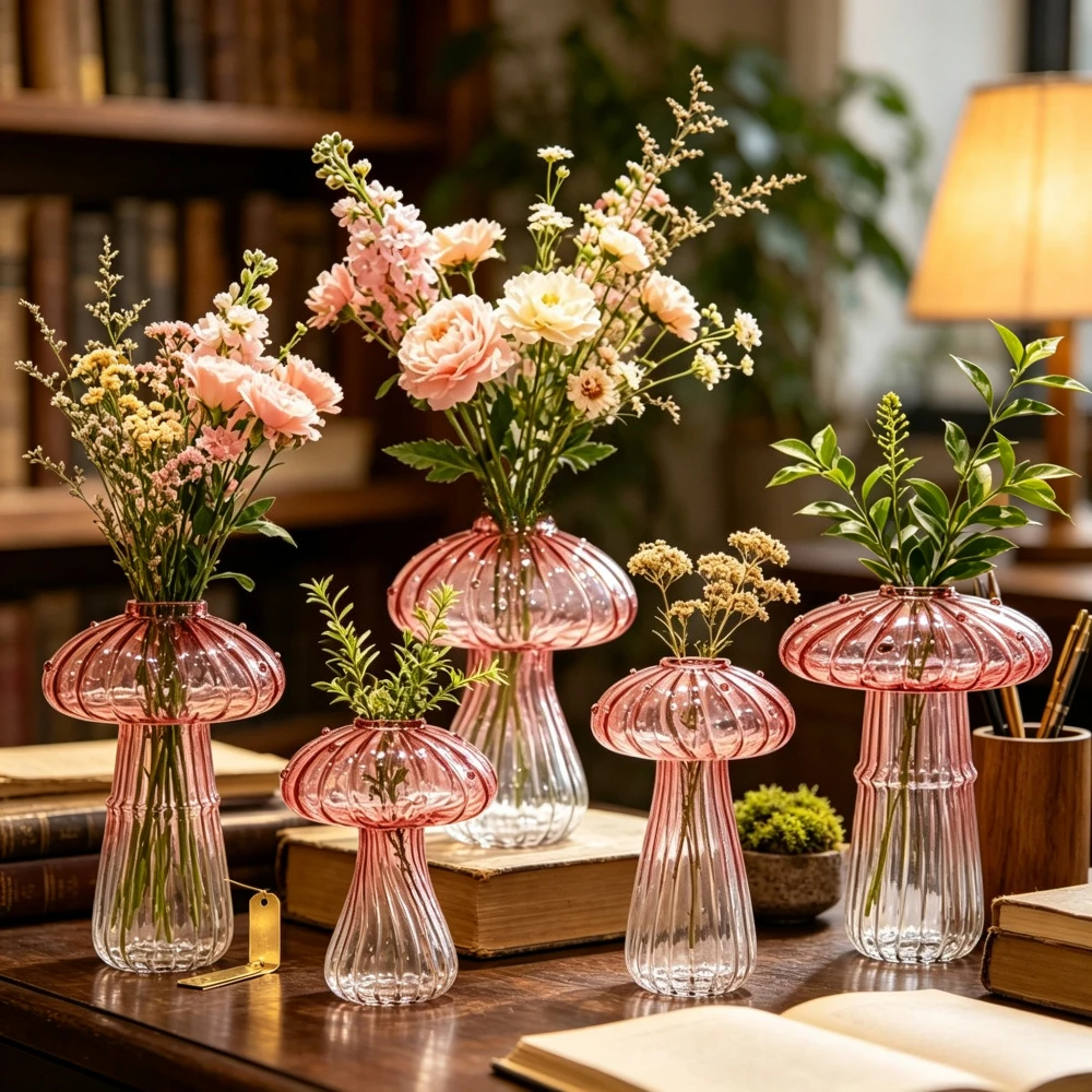 クリエイティブなデザインのきのこ型ガラス花瓶。透明で、水耕栽 - Propagation Station Vase のレビューと価格