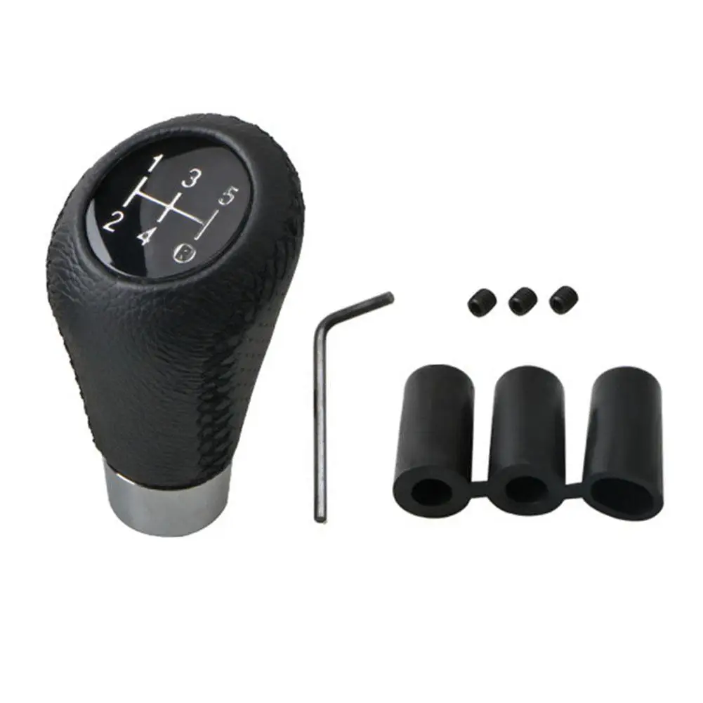 

Newest Sale High Quality 5-Speed Leather Gear Shift Knob Set Stylish Black Shift Lever Hand Grip Cover Car Accessories