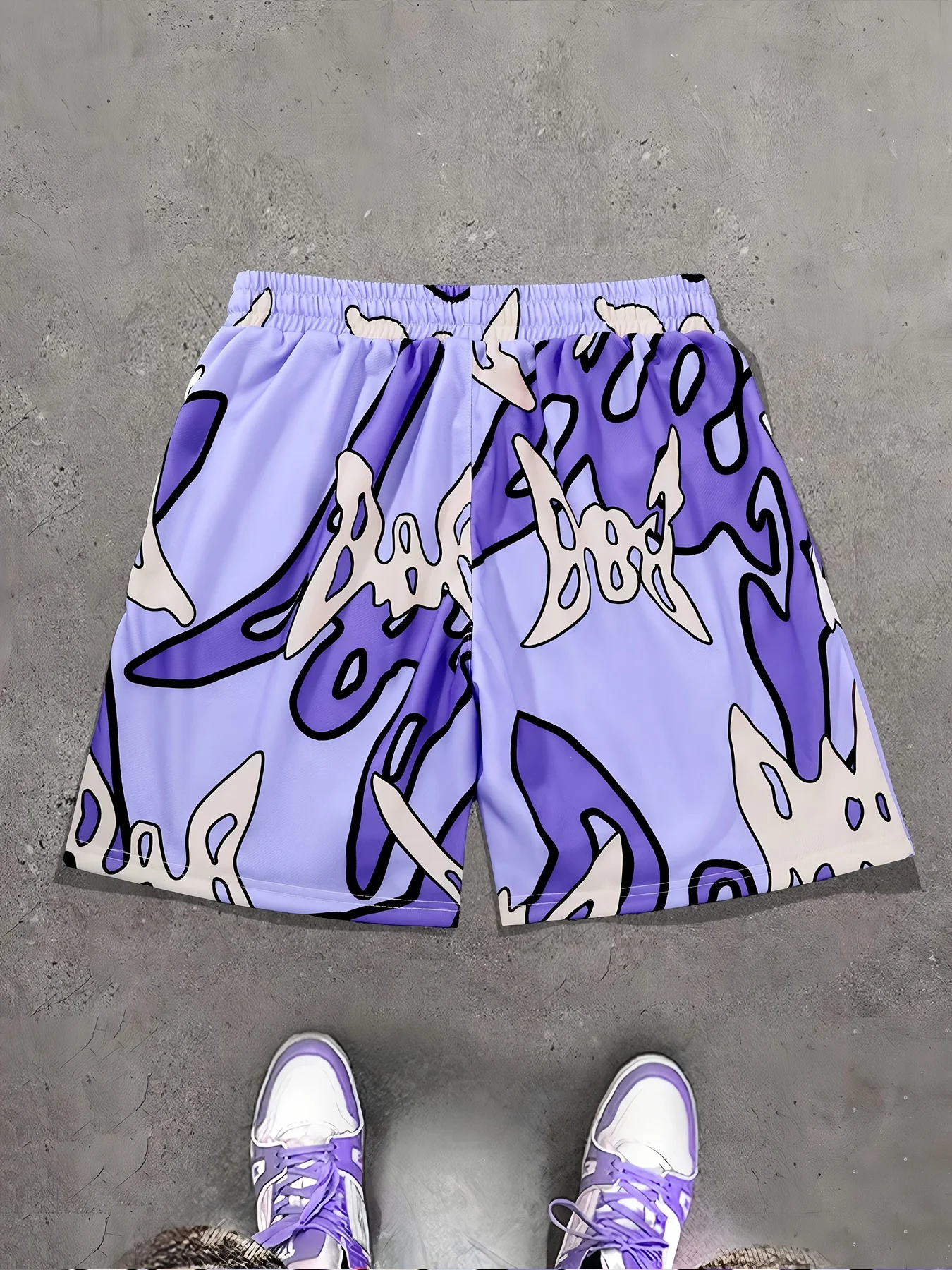 Sommer-Strandshorts für Herren, schnell trocknend, lindgrüner, abstrakter Camouflage-Grafikdruck, lässige Boardshorts mit Kordelzug und Taschen – Detail 8