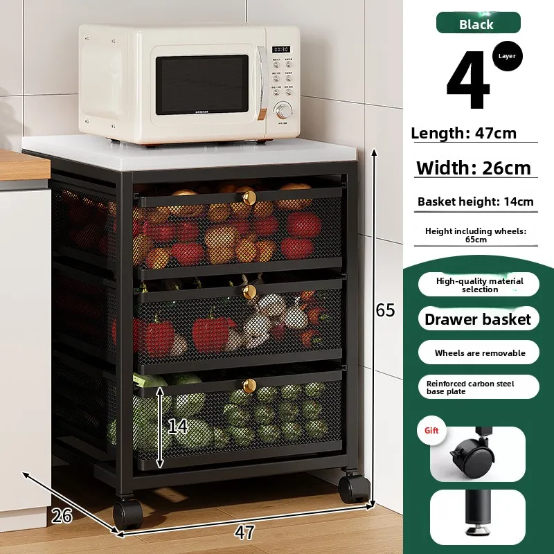 Keuken groentemand, uitneembare, van vloer tot plafond reikende fruit- en groentenopbergmand, grote capaciteit, gelaagde plank