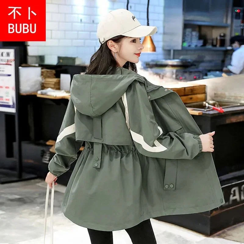 

[Lined Cloth] Outerwear Women Mid Length 2024 Spring and Autumn New Korean Version Loose Waist Long Sleeve Fashion Trench Trend