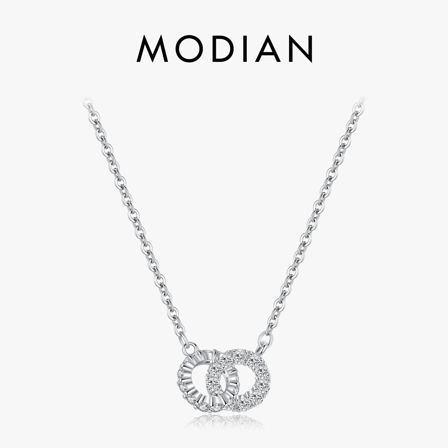 MODIAN 925 Sterling Silver Sparkling Circle Lock Fashion Wisiorek Naszyjniki Podstawowe Codzienna Modna Biżuteria Dla Kobiet Prezenty Świąteczne