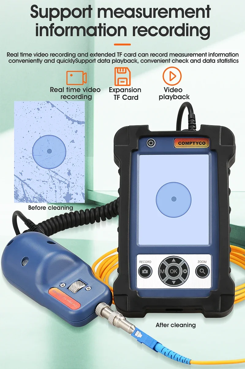 

AUA-400 Fiber Optic Inspection Microscope Probe Support UPC and APC with 3.5 inch Display Screen Monitor FTTH