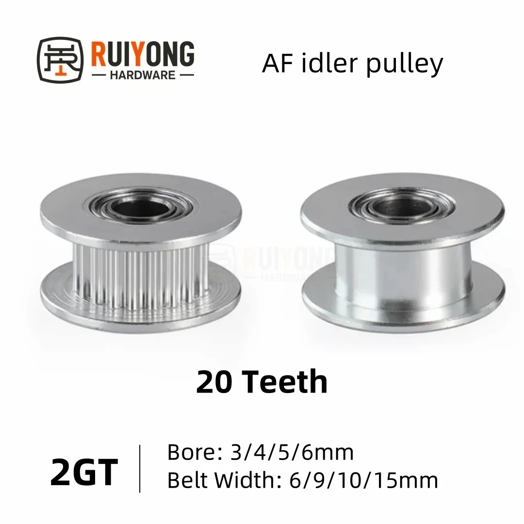GT2 2GT Koło pasowe rozrządu Koło pasowe zwrotnego 20 zębów AF Typ Otwór 3/4/5/6mm dla 2MGT GT2 Szerokość paska 6/9/10/15mm 20 łożysko zębate