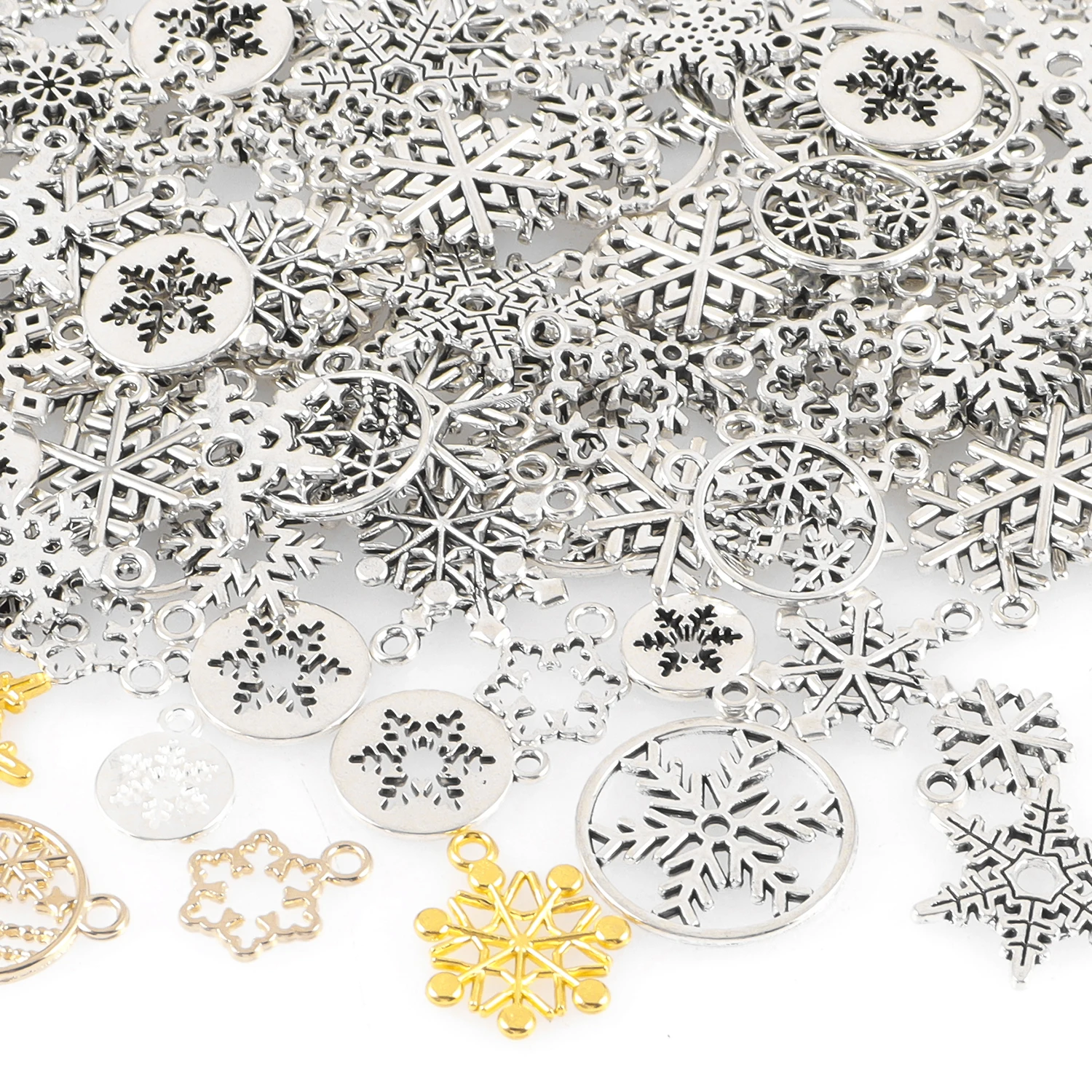 20Pcs/lot Mixed Christmas Snowflake Charms Pendants for Jewelry Making DIY Handmade Bracelet Necklaces Accessories