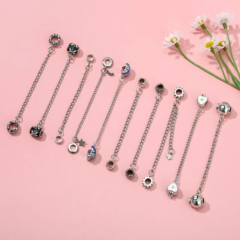 New Daisy Flower Butterfly Heart Security Chain Charm Beads For Pandora Bracelet Keychain DIY Women Jewelry Accessories Gift