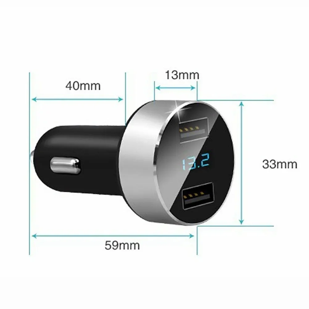 Efficient Car Charger Adapter With Dual USB Ports And LED Display  12-24V Car Charger Socket Car Electronics Accessories