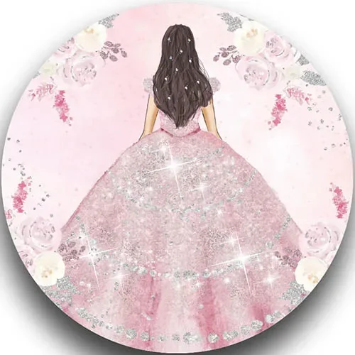 Mehofond Photography Background Round Circle Princess Dress Quinceanera Sweet 15th Birthday Party Decor Backdrop Photo Studio