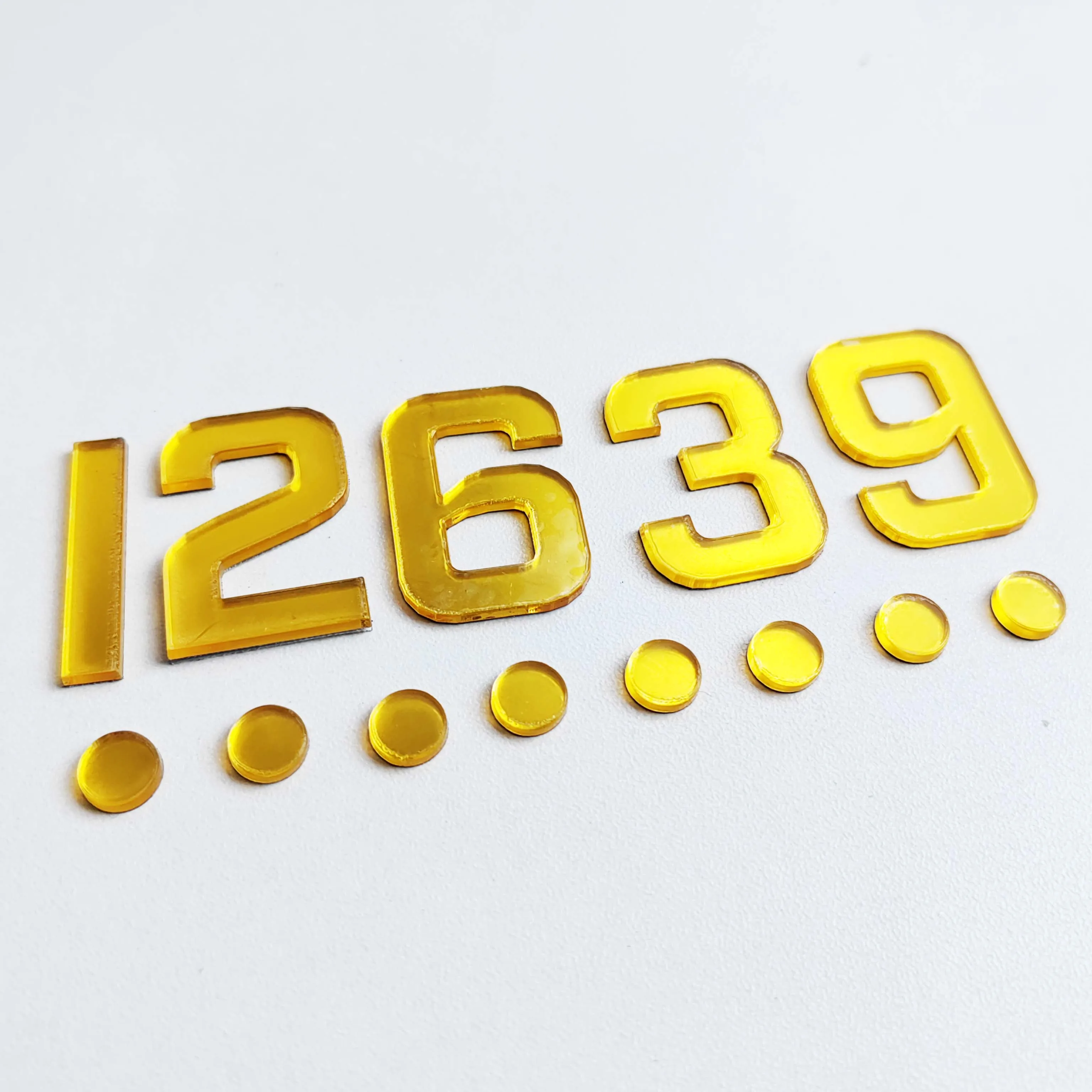 Classic Arabic Numerals 3D Acrylic Clock Digits 3cm Height Mirror Self‑Adhesive DIY Wall Clock 4‑Number Dot Markers Gold Silver