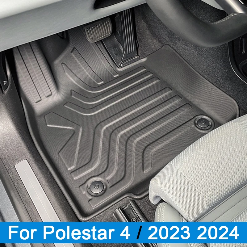 

Car Floor Mats for Polestar 4 2023 2024 Cargo Liner Trunk Pad TPE 3D Foot Mat Waterproof Odorless Tray Set Left Rudder