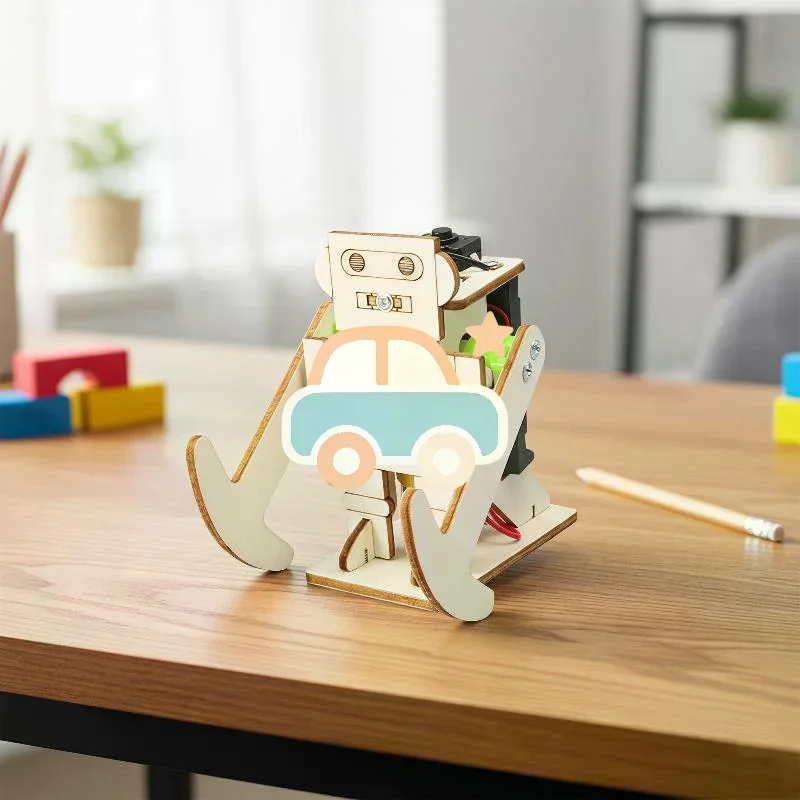 Wooden Walking Robot DIY Assemble Model Kit STEM Educational Toy for Kids Improve Logical Thinking Creative Holiday Gift