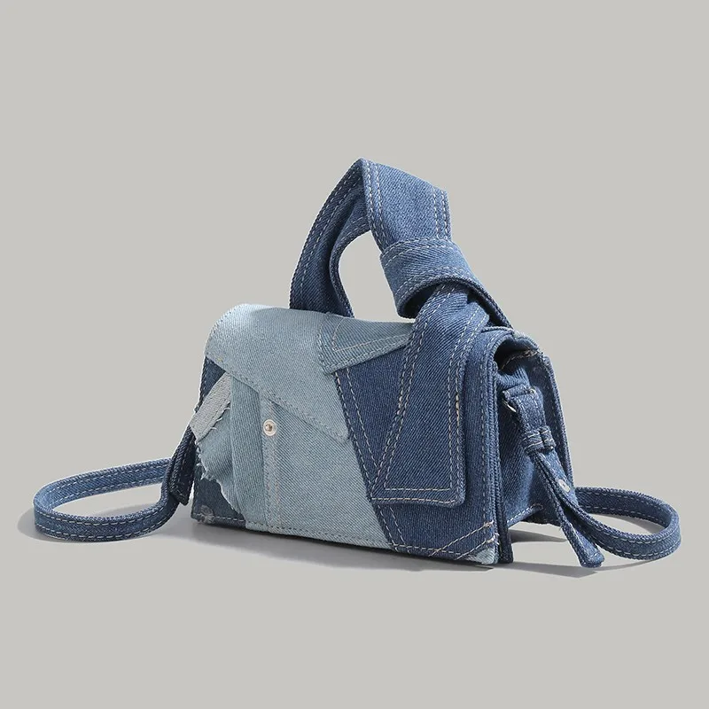 Denim Mini Crossbody Bag Cowboy Bag Shoulder Bag Handbag Adjustable Strap Magnetic Buckle Stylish