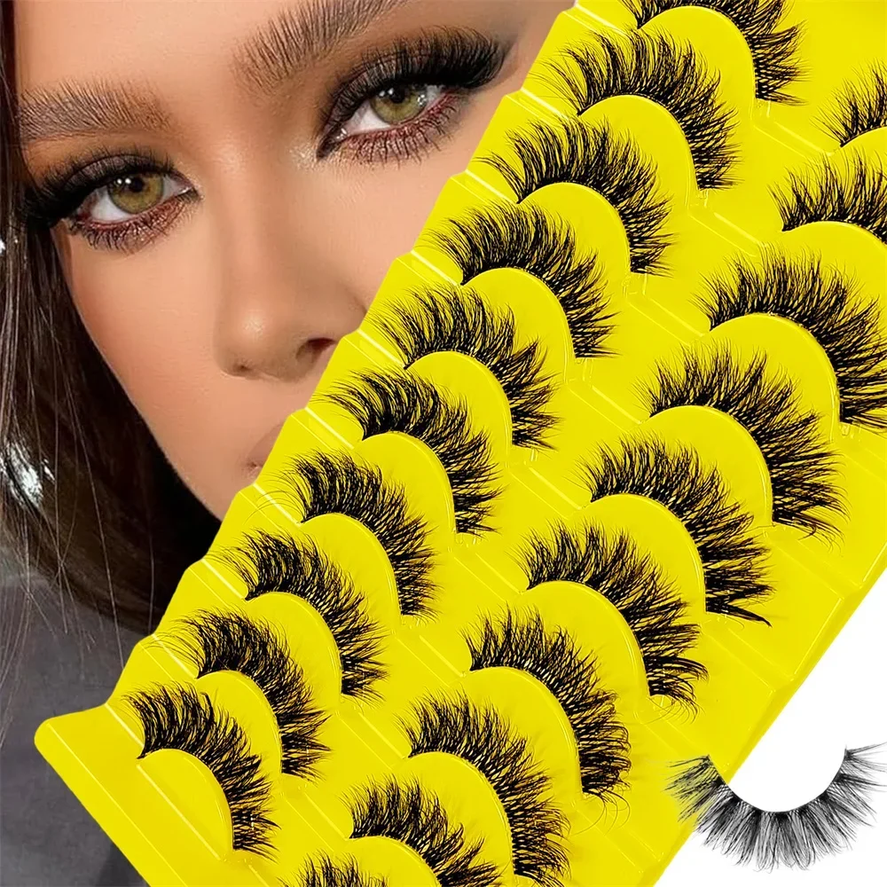 10 Pairs Cat Eye Lashes Faux Mink Lashes Eyelashes Natural Fluffy 3DThick Volume that Look Like Extensions Fake Eyelashes Pack