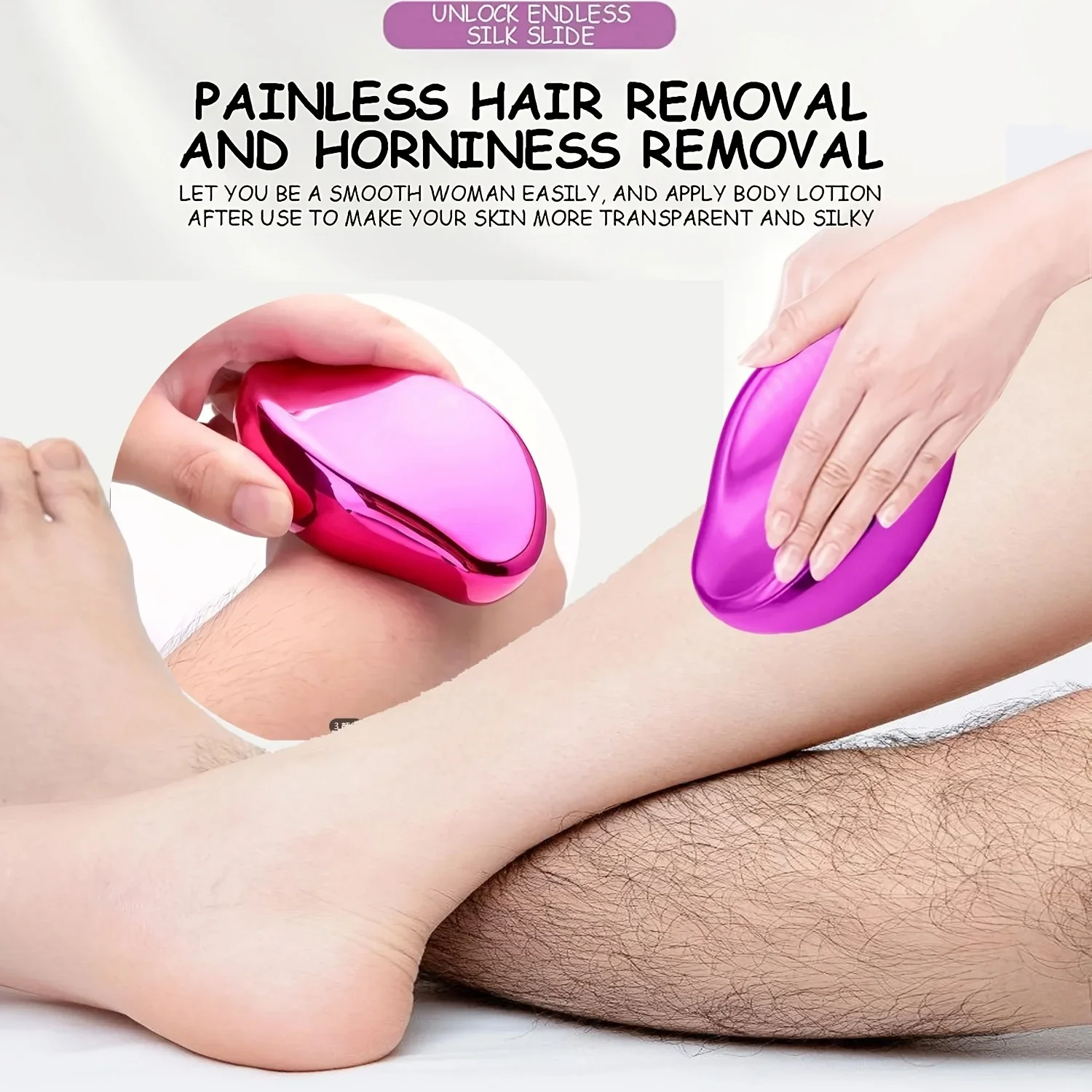 ‌Professional Crystal Hair Remover Tool - Waterproof & Fragrance-Free Exfoliator for Full Body Smooth Skin (Arms/Legs/Back)