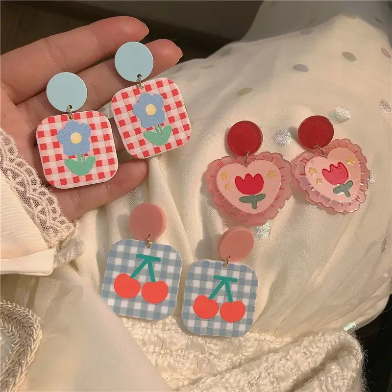 2022 Oil Painting Style Color Flower Earrings, Niche Design, Spring/summer Earrings, Acrylic Earrings for Women