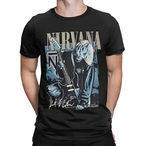 Imagen 2 del producto Camiseta Rock-Nirvanas Kurt Cobain Singer para hombres y mujeres, camisetas novedosas de algodón, camiseta de manga corta con cuello redondo, camisetas de talla grande