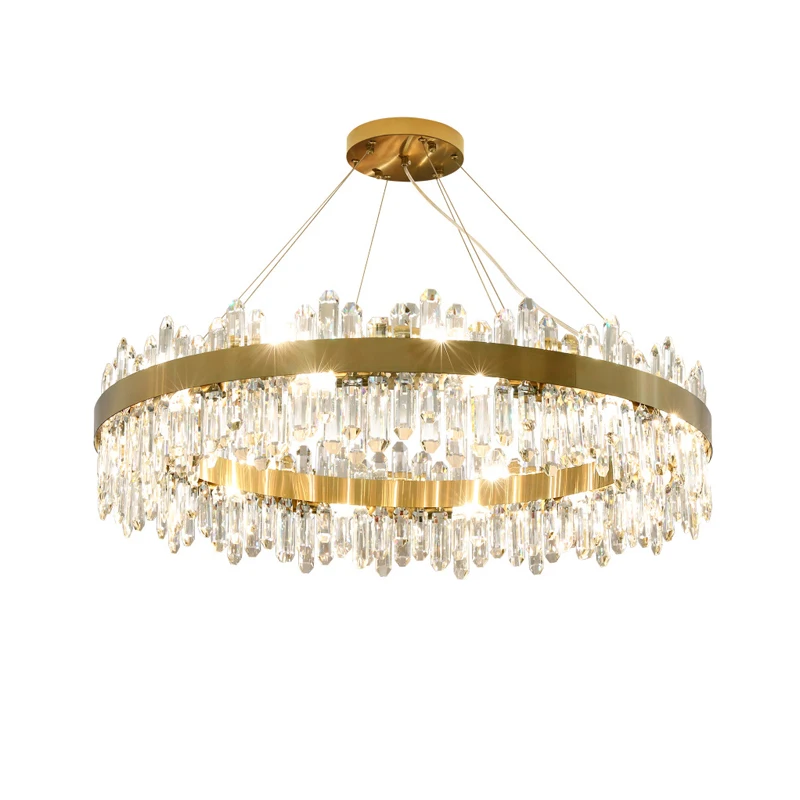 

LED modern round oval black/gold crystal chandelier, glossy hanging decorative lighting ceiling light fixture for living room.
