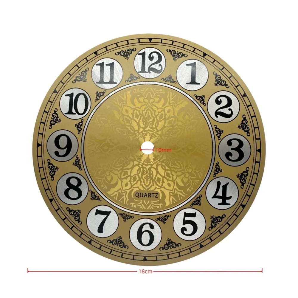 180mm Modern Aluminum Clock Face Plate Metal Dial Vintage Arabic Numerals Decorative Circular Custom Craft Piece