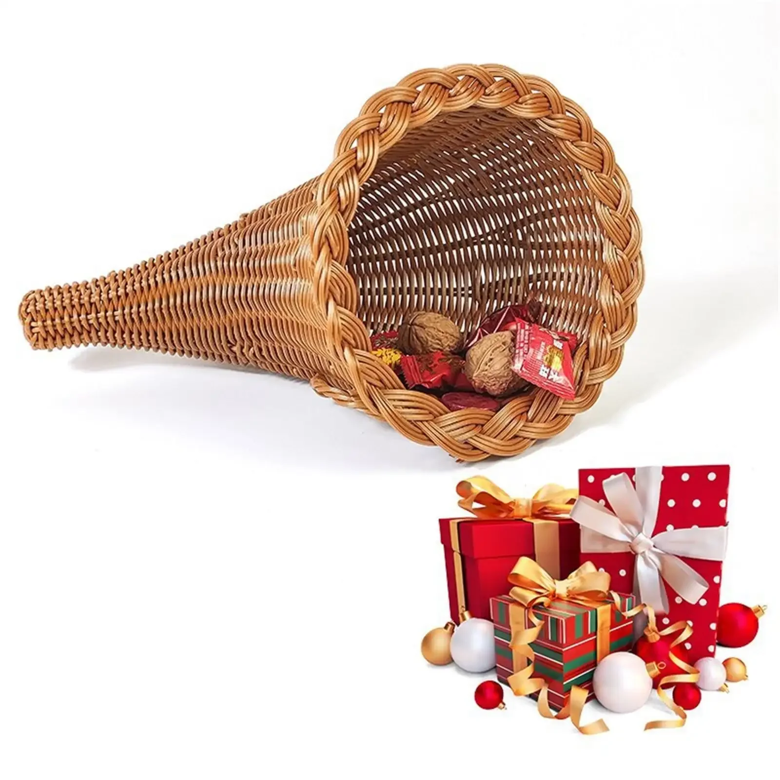 Christmas Wicker Cornucopia