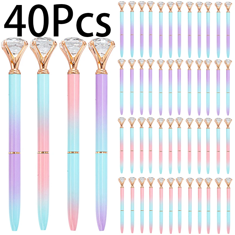 

40Pcs Top with Diamond Pen Promotion Slim Metallic Retractable Ballpoint Pens