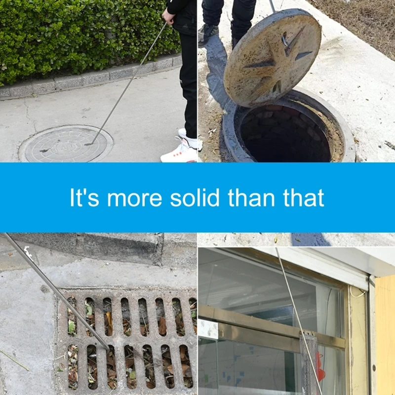 Stainless Steel Manhole Cover Hook Heavy Duty Lifter Manhole Hook Tool for Sewer Dropship