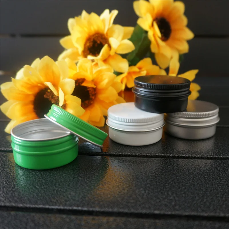 

20g 20ml green Empty Round Aluminum Box Metal Tin Cans Cosmetic Cream DIY Refillable Jar Tea Aluminum Pot Black Containers