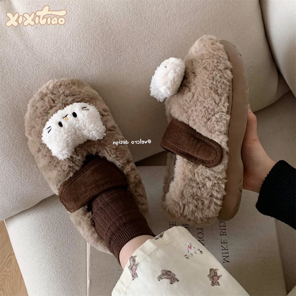 

Cute Animal House Slippers-Fuzzy Warm Bedroom Slipper Socks Non-Slip Grippers with Funny Face Designs Fun Christmas Gifts Unique