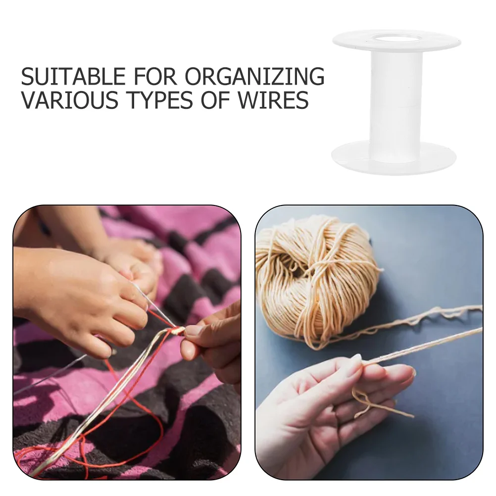 5 pcs Plastic Spools Transparent Small Empty Thread Spool Organizer For Wire Cord Ribbon Yarn Sewing Tape Bobbin Holder I-Shaped