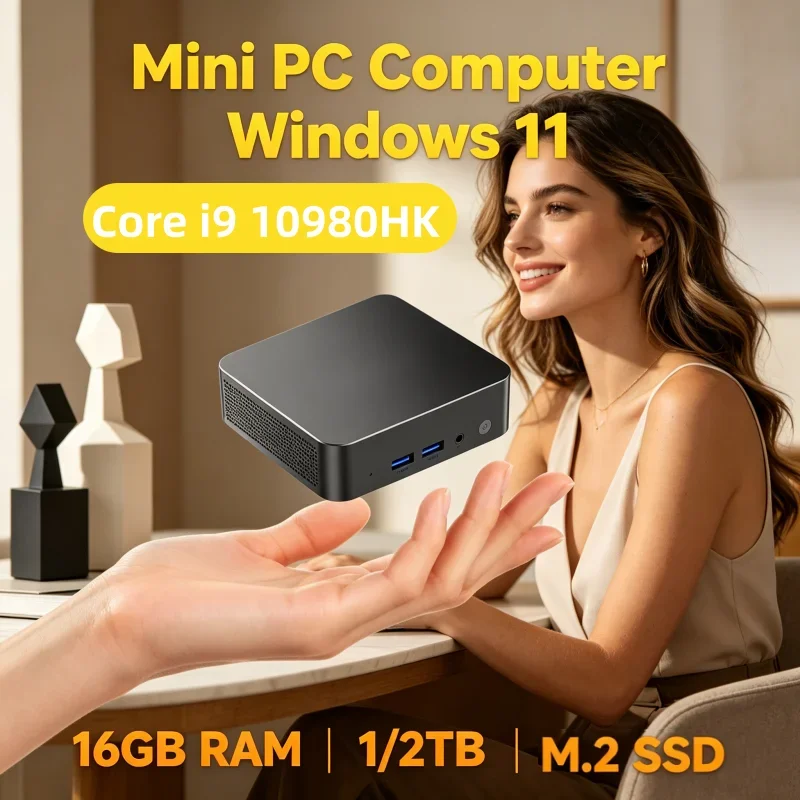 

MINI PC Windows 11 Pro Core i9 10980HK 32GB RAM 1TB 2TB SSD WIFI 6 BT5.2 4K HD Mini Gaming Office Study Pc With 3 Years Warranty