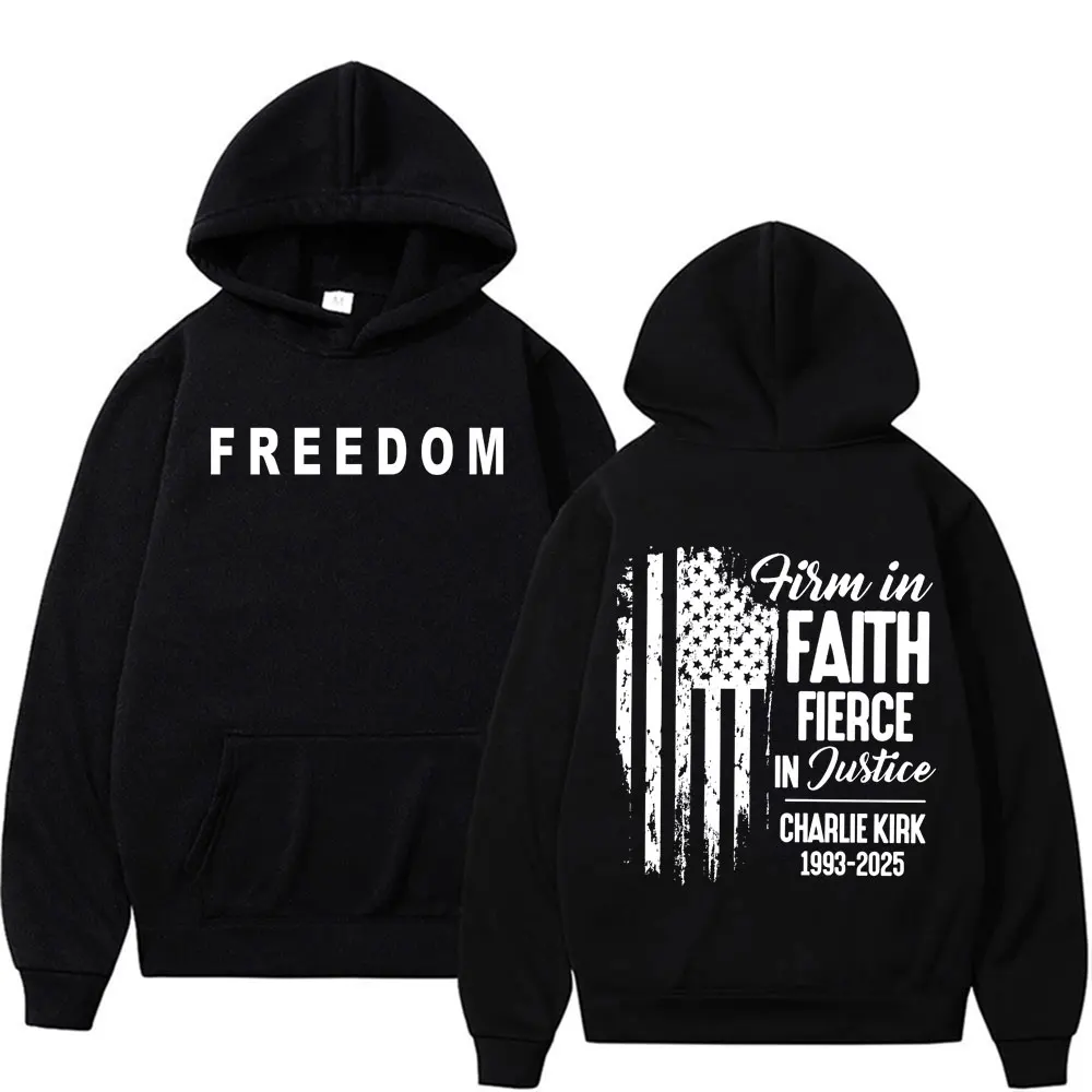 Charlie Kirk Freedom Sweatshirt Men's Sweatshirt Printed Autumn and Winter Adult Unisex Retro Gothic Casual Long Sleeve Hoodie
