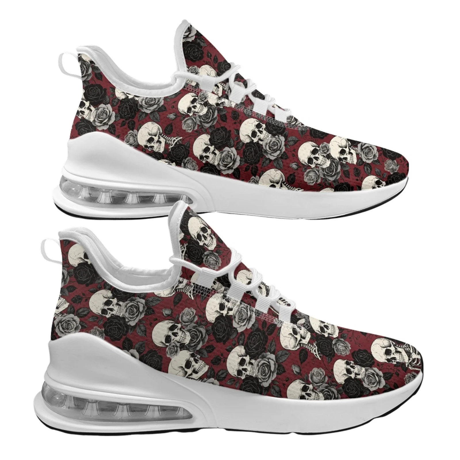 PENSTROLL Skull Rose Pattern Women's Low-Top Sneakers, Breathable Lightweight Athletic Sneakers for Tennis and Daily Travel - view 4