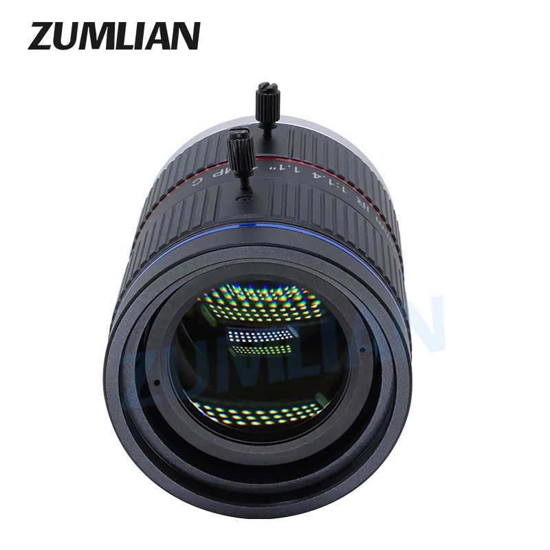 ZUMLIAN IR Lens 1.1 Inch Large Sensor Size 50mm Fixed Focus 12MP Manual Iris F1.4 C Mount Lens for ITS Surveillance Camera