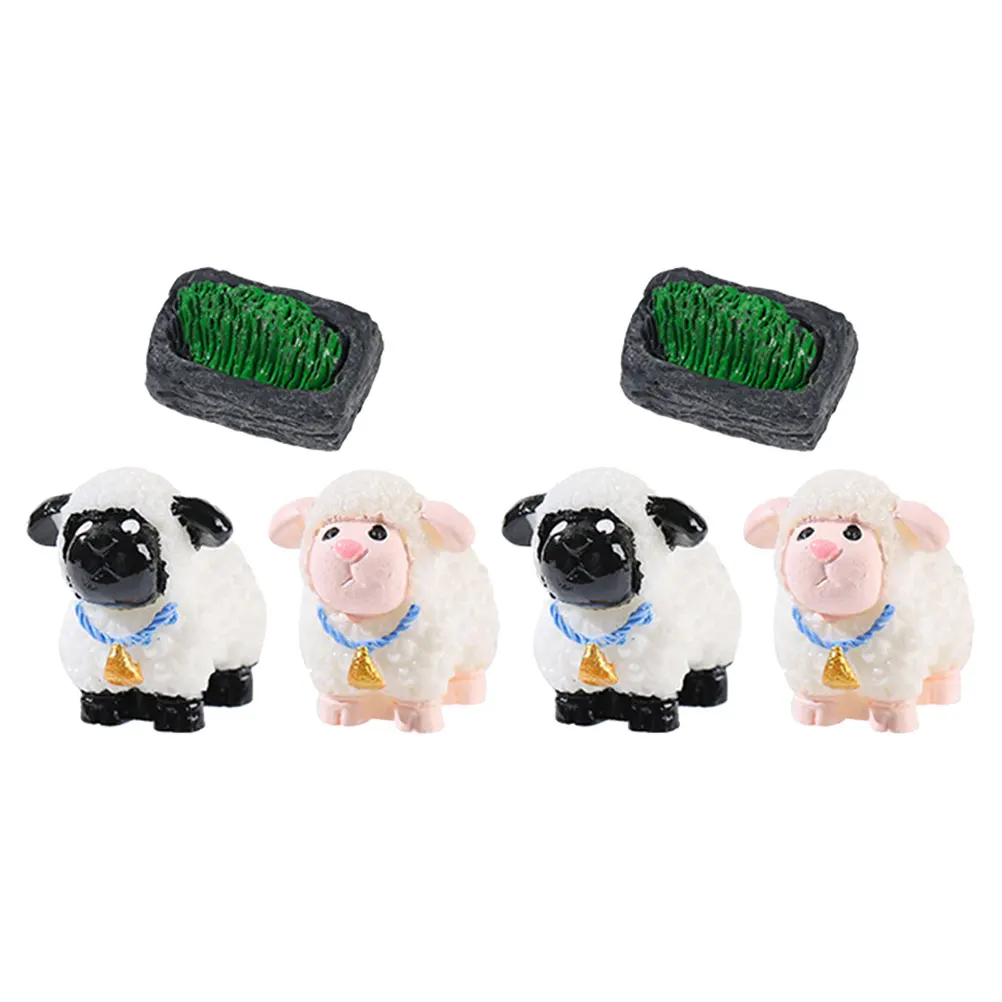 

6pcs Miniature Sheep Statue Resin Sculpture Office Garden Decor Micro L 3 Styles Each 2 Versatile Use Lightweight