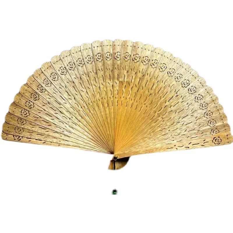 Rose golden sinan sufan small leaf zhennan water ripple fan dead wood old material hollow solid wood craft ornament