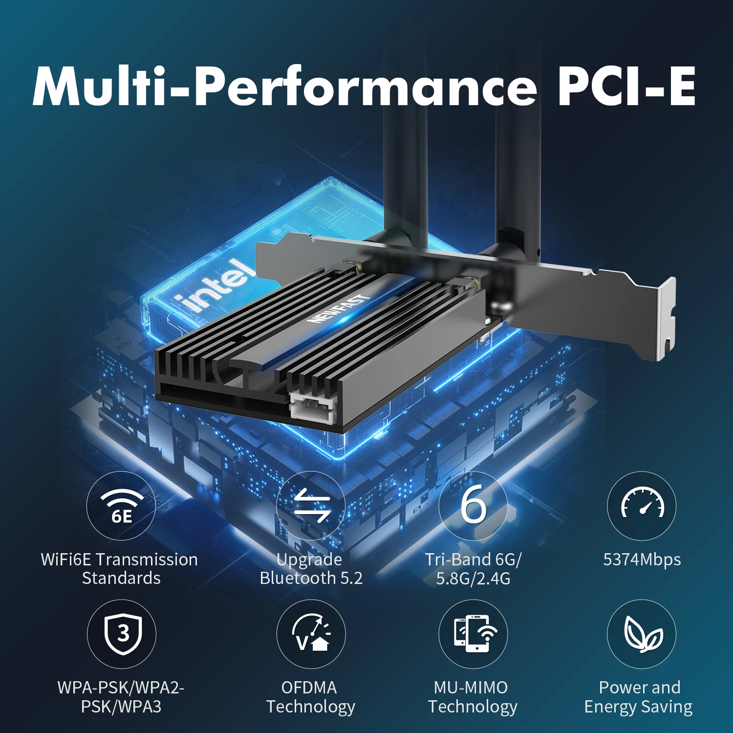 AX5400 WiFi 6E Network Card 2.4G/5G/6GHz Wireless PCI-e Adapter For Intel AX210 NGW 802.11ax BT5.2 PCI Express card for Desktop