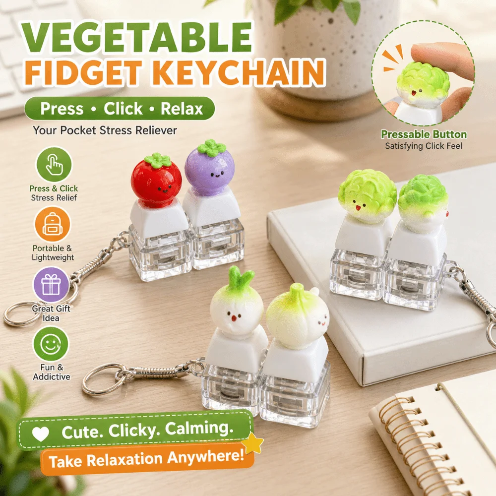 Finger Button Anti-stress Pendant Mechanical Keyboard Stress Relief Clicker Vegetable Keycap Pass The Time