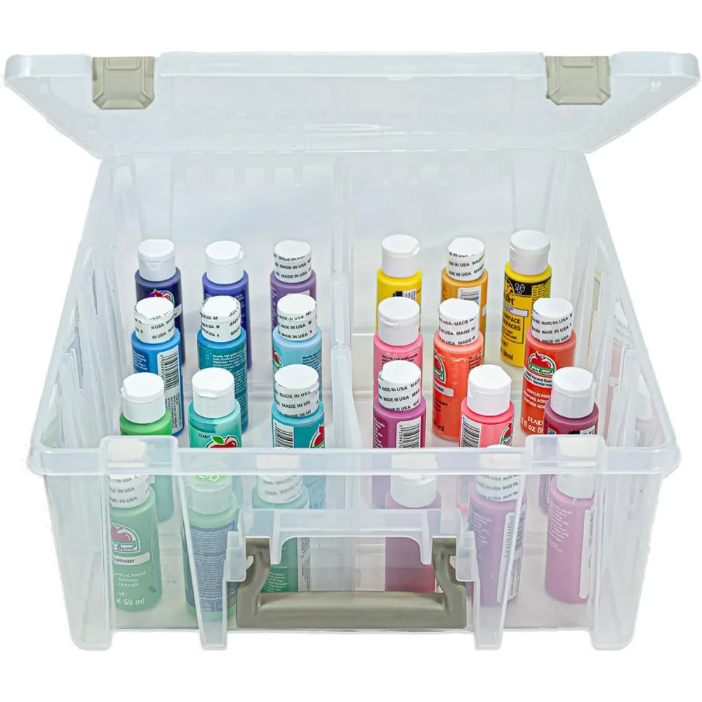 

Двойная глубокая коробка для хранения рукоделия с 8 съемными отделениями — большой органайзер для художественных принадлежностей для художников и любителей