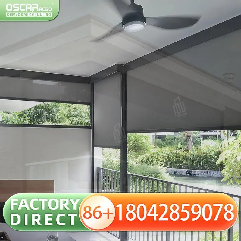 

Electric Windproof Outdoor Roller Blinds for Sunshade Remote Control Zip Track Window Shades Rolling Blind