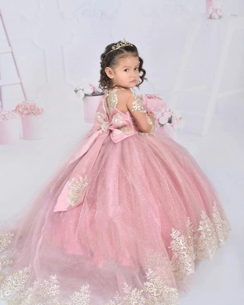 Custom Backless Flower Girl Dress Wedding Party Gown Birthday Party Dress Kids Pageant Gown Formal Evening Dressفساتين اطفال