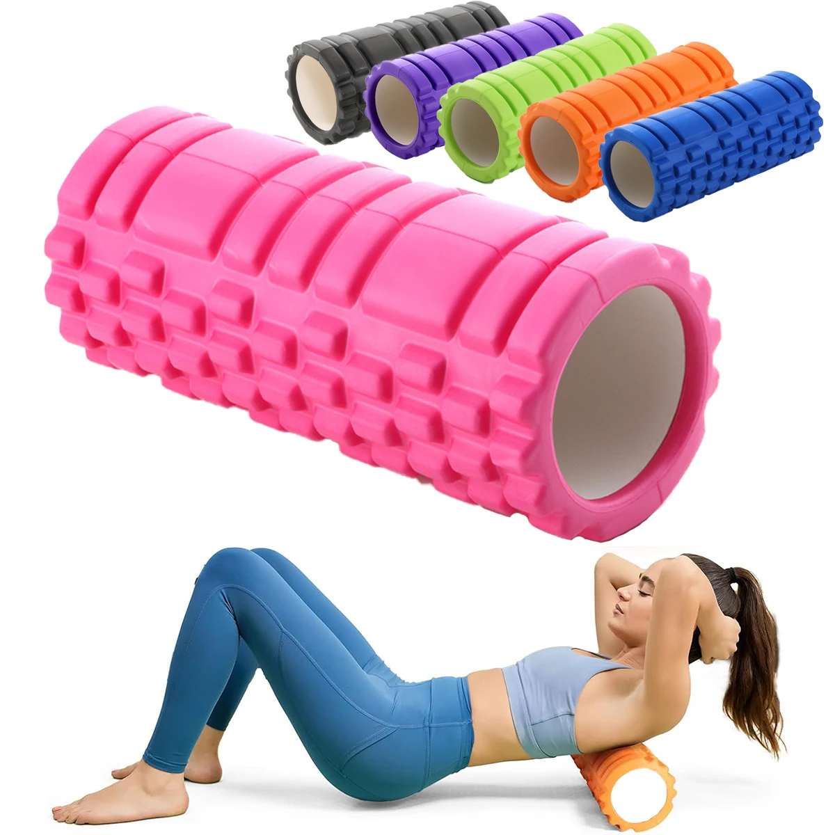 

13-дюймовый массажный ролик из пеноматериала высокой плотности – жесткая гладкая поверхность для глубокого массажа тканей, спины, ног и ягодиц
