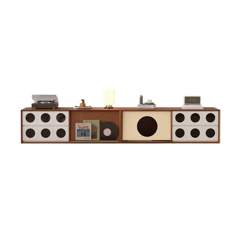 TV cabinet combination module combination storage locker retro small apartment living room