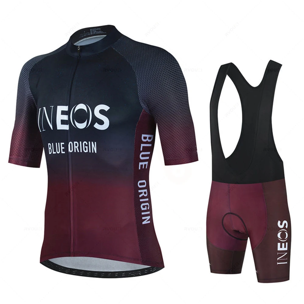 Image of Ineos Sommer Fahrradtrikot Herren MTB Kurzarm Radsport-Set Herren Fahrradshorts Set MTB Ropa Ciclismo Fahrradshirts Maillot Bekleidung